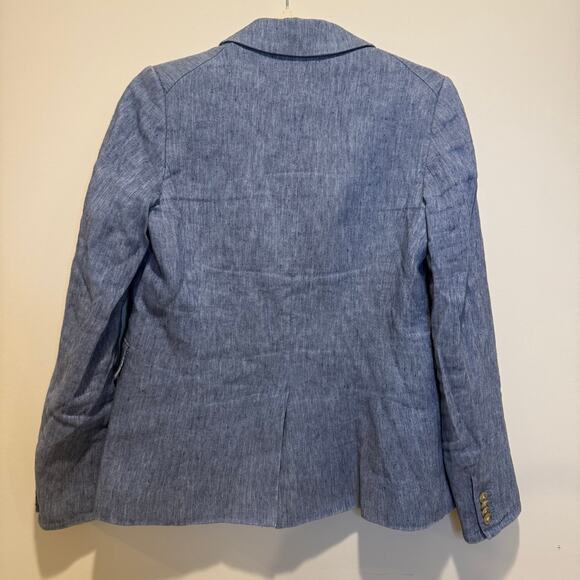 Veronica Beard Dickey Cutaway Jacket Lined Blue Linen Size 2 - Picture 6 of 13